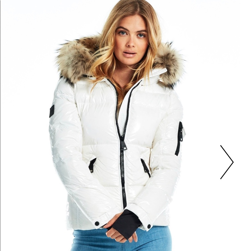 SAM. Blake Jacket in White with Fur Collar